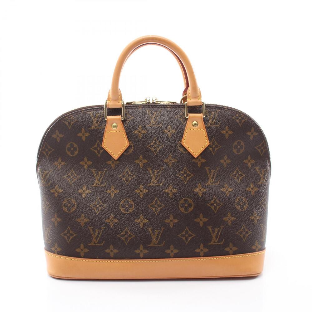 Louis Vuitton Alma Monogram Top Handle Bag Canvas Leather Brown